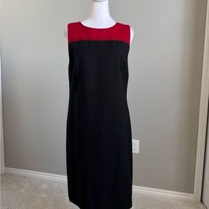 Talbots Red and Black Sleeveless 100% Wool Dress